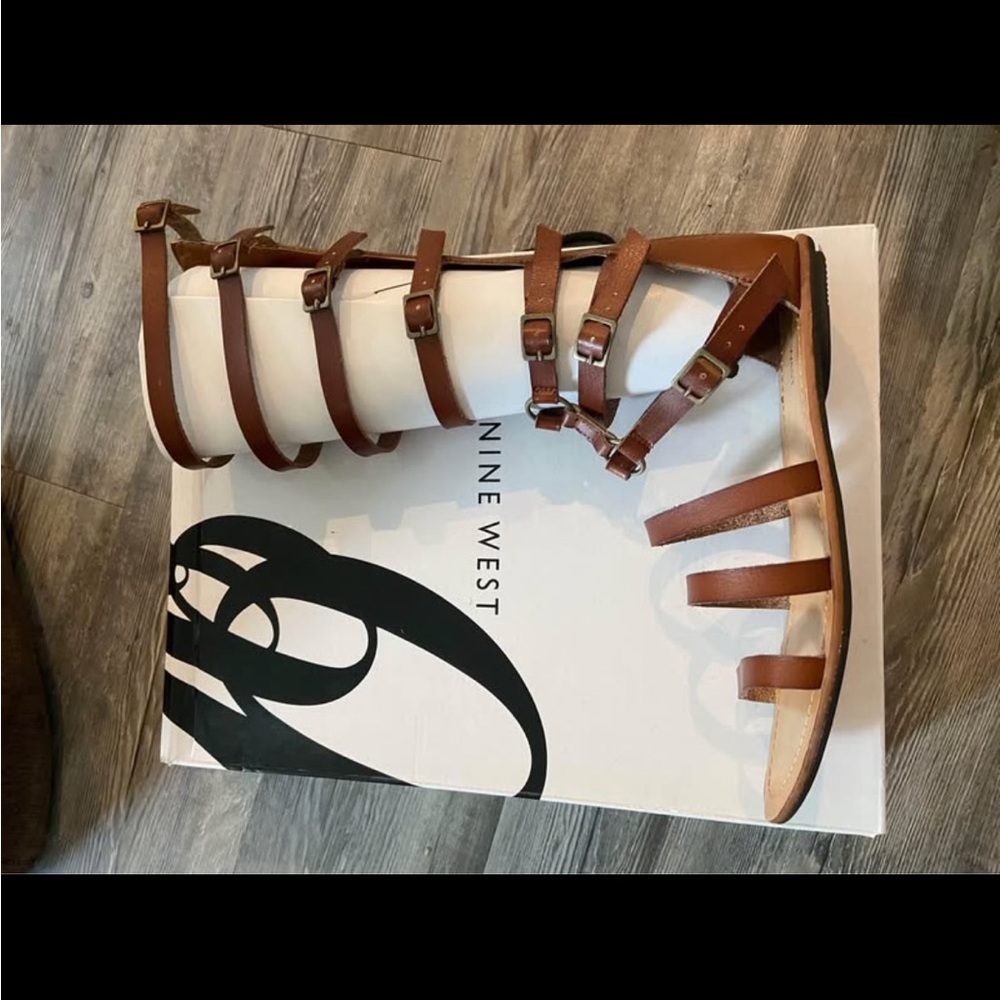 Nine West Tan Strappy Gladiator Sandals
